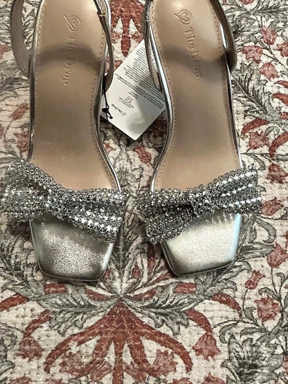 The Drop Kate Slingback Bow Heeled Sandal Silver US 7.5